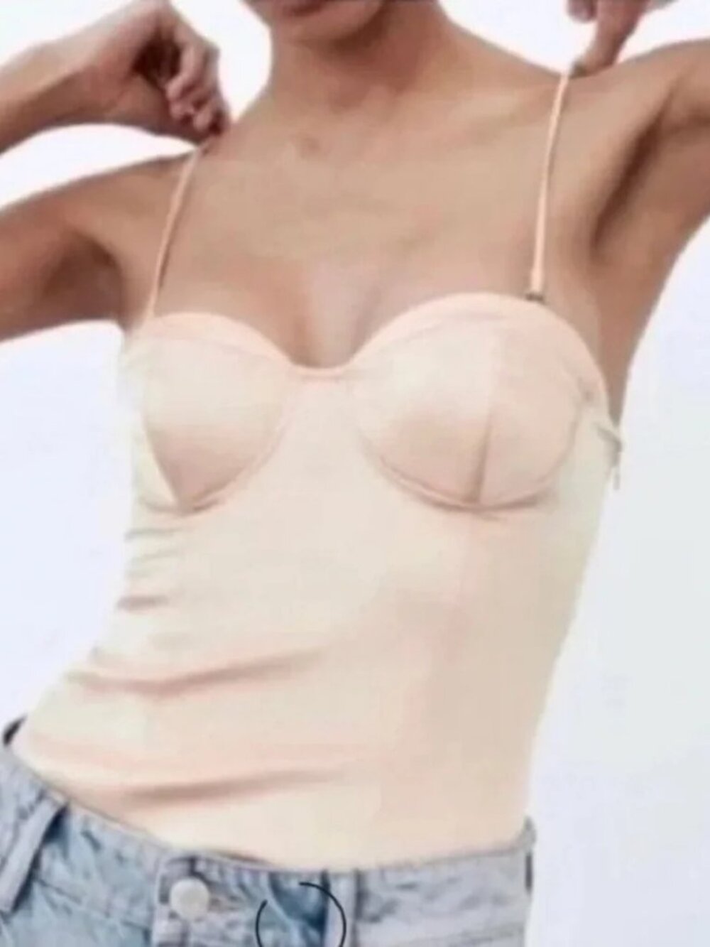 Zara Silk Bustier Spaghetti Strap Gold Bodysuit